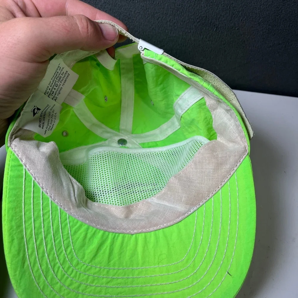 Vintage 1990 Days of Thunder Movie Promo Hat Neon Green Nylon Strapback Cap USA